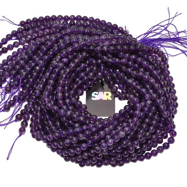 African Dark Amethyst Smooth Beaded Beads  Round Ball shape -6 mm Size