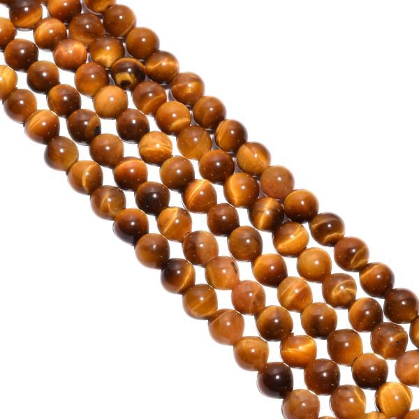Brown Tiger Eye Smooth Stone Beads Round Ball Shape Strand In 8 mm Size 