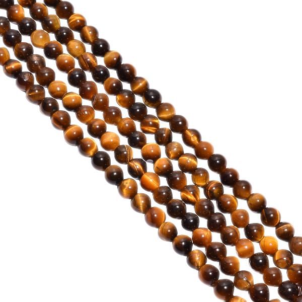 Brown Tiger Eye Plain Beaded Beads Round Ball SHape -6 mm Size 