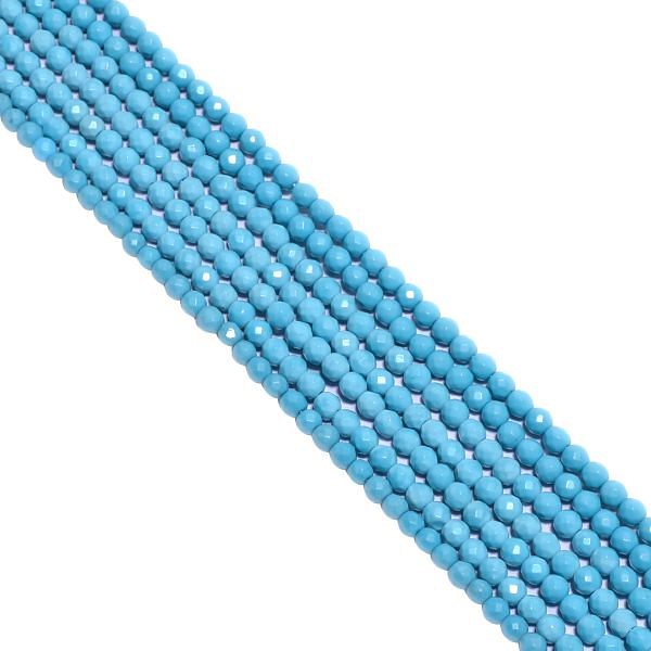 Turquoise 3.2mm Fine Faceted Round Beads Strand, Turquoise Faceted Roundel Beads, Turquoise Beads Strand