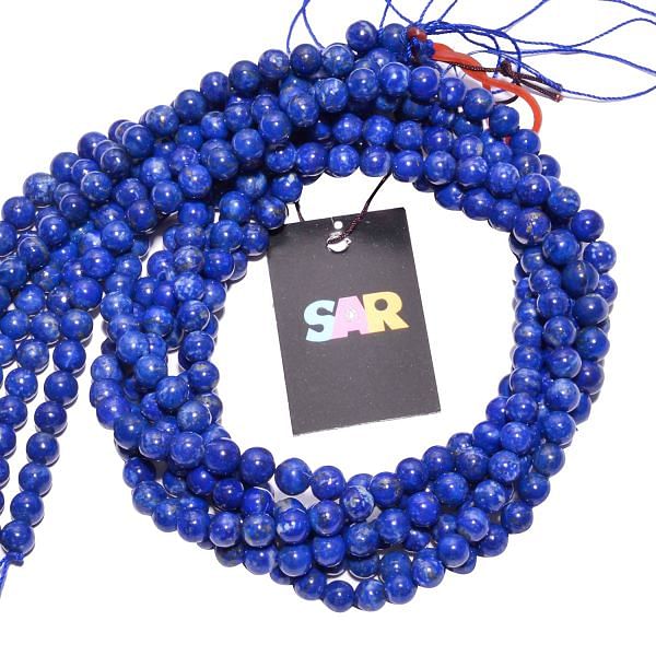 Lapis Smooth Beaded Beads - 6-6.5mm Size,  Round Shape 