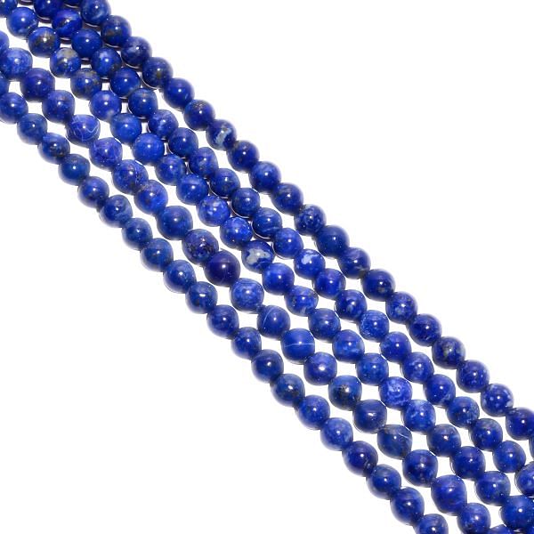 Lapis Smooth Beaded Beads - 6-6.5mm Size,  Round Shape 