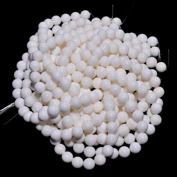 White Shell Smooth Stone Beads-12mm (Round Ball Shape)