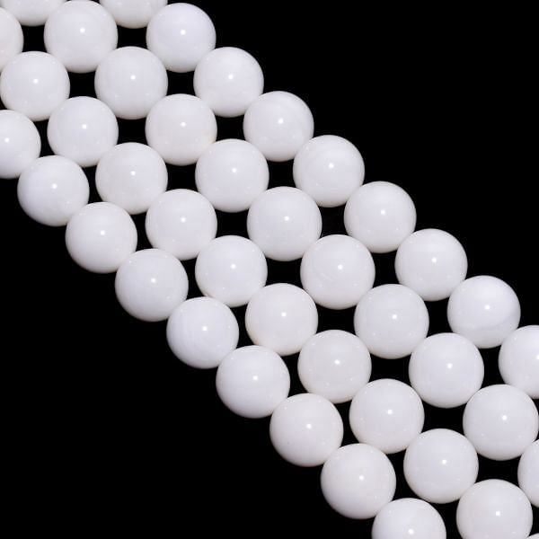 White Shell Smooth Stone Beads-12mm (Round Ball Shape)