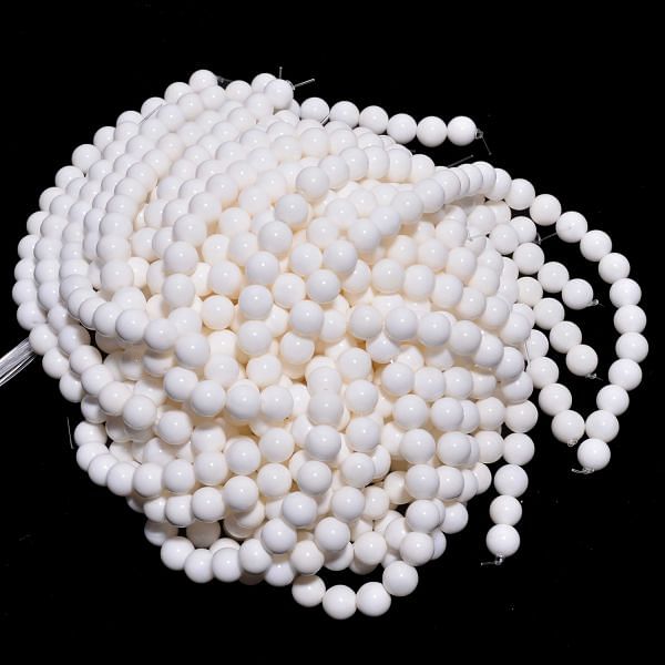 White Shell Plain Beads Round Ball Shape,  (10mm)