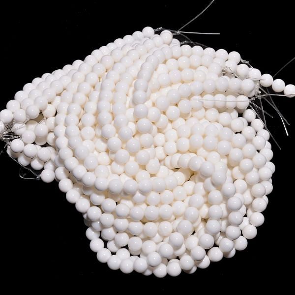 White Shell Round Ball Shape-8mm Plain Stone Beads