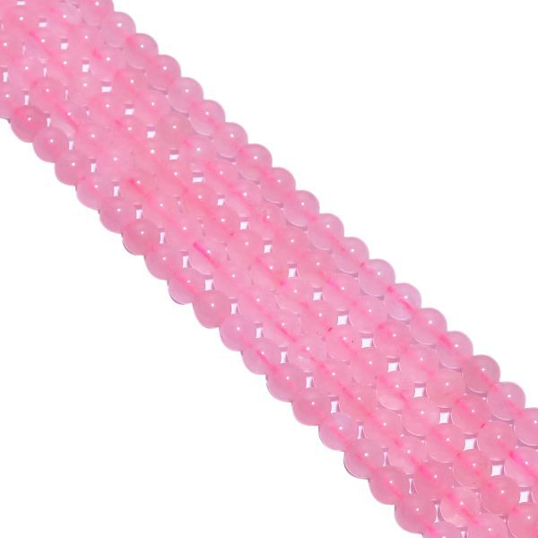 Rose Quartz Smooth Beads-6mm Size, (Round Ball Shape)