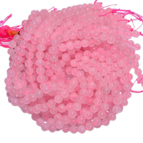Rose Quartz Plain Stone Beads Round Ball Shape Strand In 8 mm.