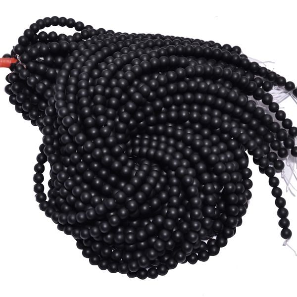 Black Onyx Matt Plain Stone Beads -6mm Size And Round Ball Shape