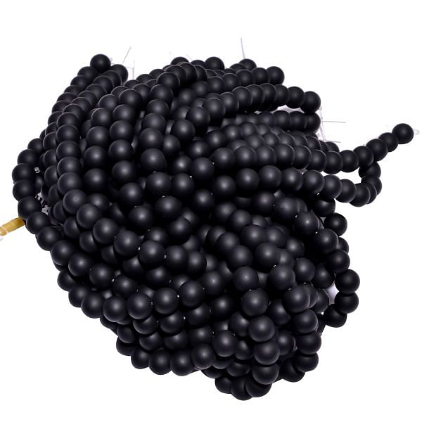 Black Onyx Matt Plain Beaded Beads Round Ball Shape, (10 mm)