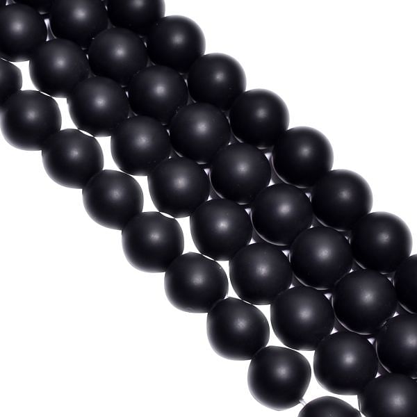 Black Onyx Round Ball Shape-14 mm Matt Plain Beads