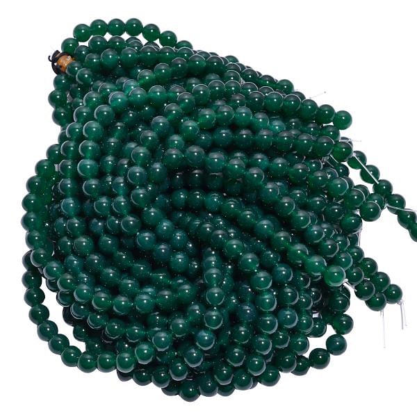 Green Onyx Smooth  Beads -8 mm, (Round Ball Shape)