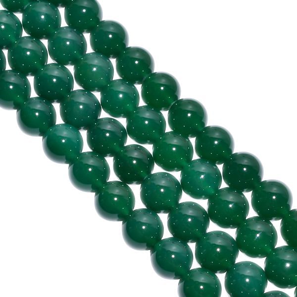 Green Onyx Plain and Natural Stone Beads - 14mm (Round Ball Shape)