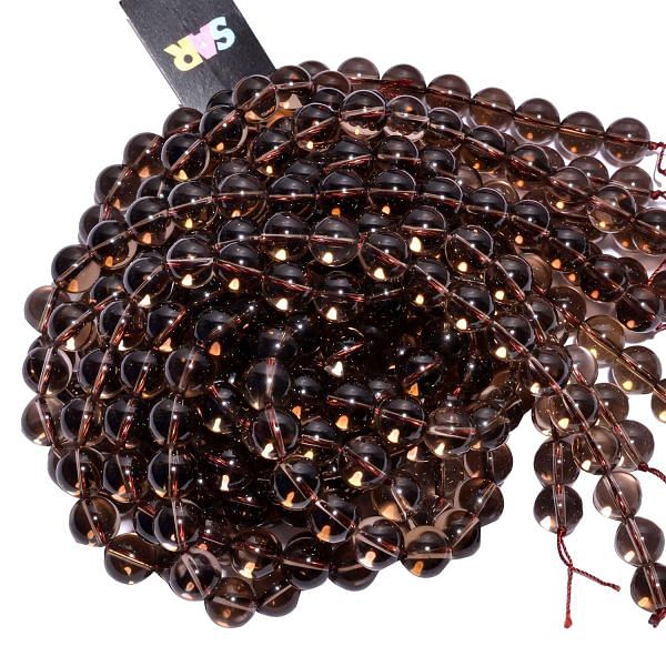 Smoky Quartz  Smooth Beads Strand In 12  mm Round Ball Shape