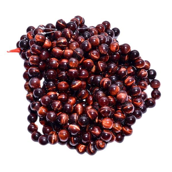 Red Tiger Eye Smooth Stone Beads Round Ball Strand In 12 mm Size