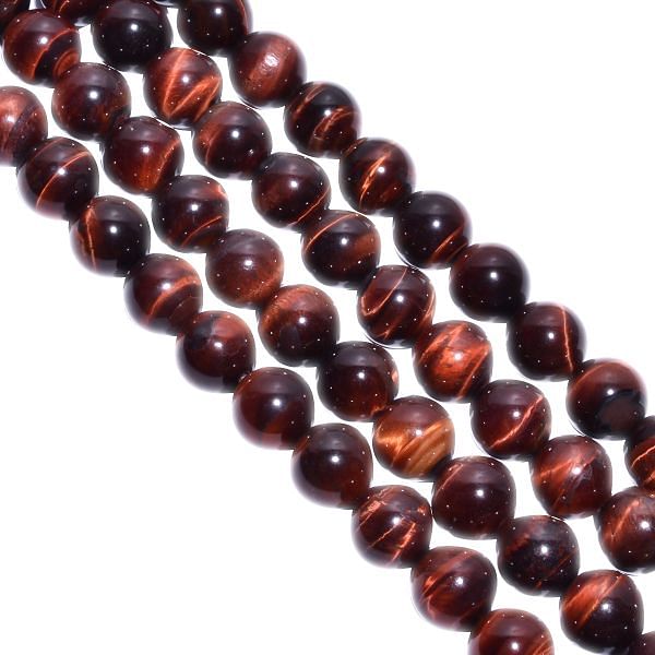 Red Tiger Eye Smooth Stone Beads Round Ball Strand In 12 mm Size
