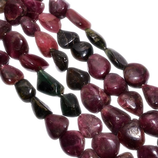 Multi Tourmaline Nugget Shape 10x9-21x14mm Plain Stone Beads