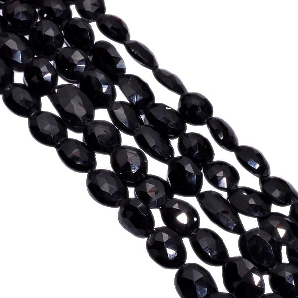 Black Spinel Faceted Stone Beads -7x9-8x11mm  And Oval Shape