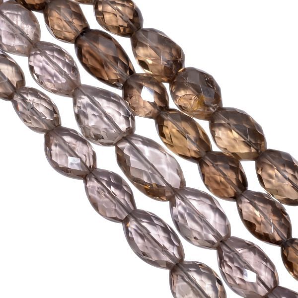 Smoky Quartz Oval Faceted Stone Beads, ( 9x7-20x4mm Size)