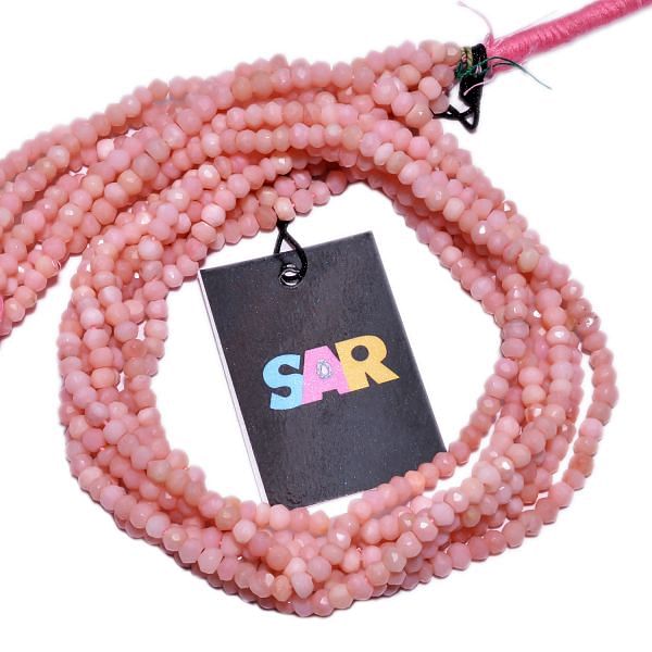 Pink Opal Faceted Roundel Beads - Opal Beads Strand ( 4-4.5mm)