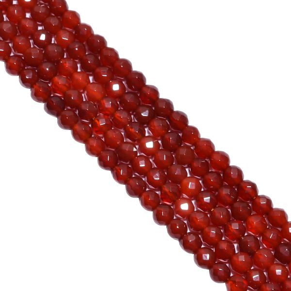 Carnelian 4mm Faceted Round Beads Strand, Carnelian Faceted Round Beads Strand, Carnelian 4mm Faceted Round Beads