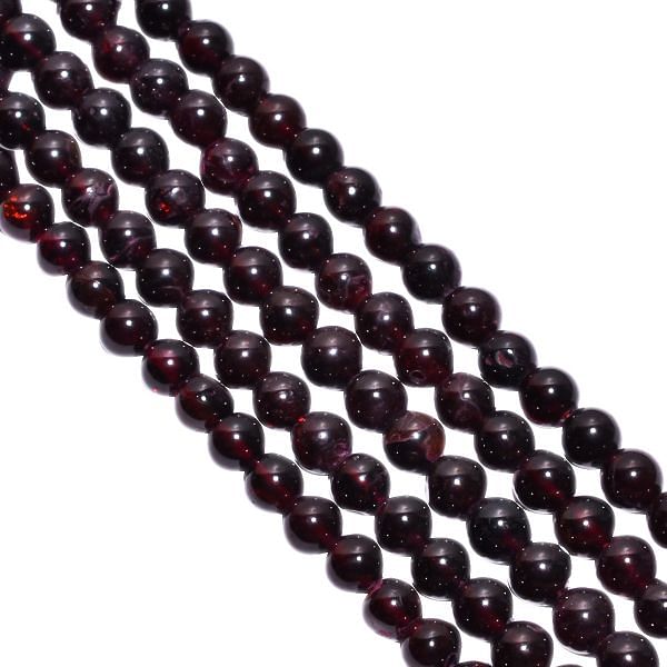 Garnet Smooth Stone Beads Round Ball Shape Strand In 8 mm Size