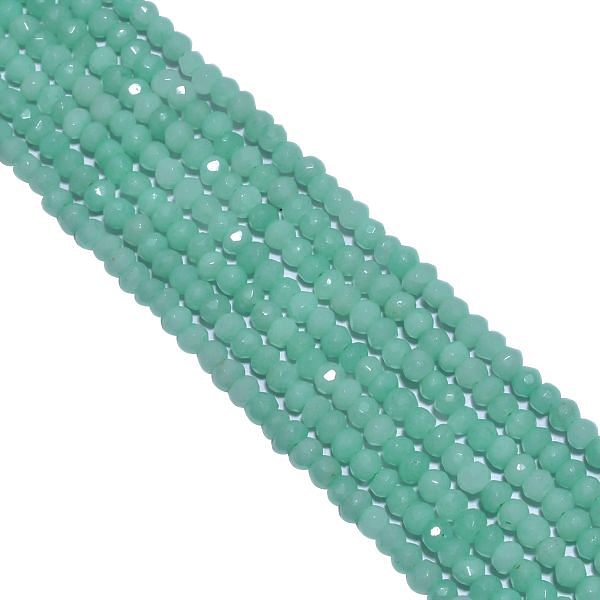 Green Chalcedony Faceted Roundel Beads Strand,(Dyed)  3.5mm