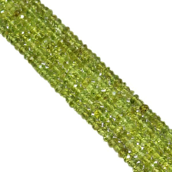 Peridot Faceted Stone Beads, 4-4.5mm in Roundel Shape