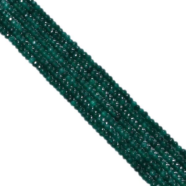 Emerald Dyed Faceted Roundel Beads - Dyed Emerald 3.5mm