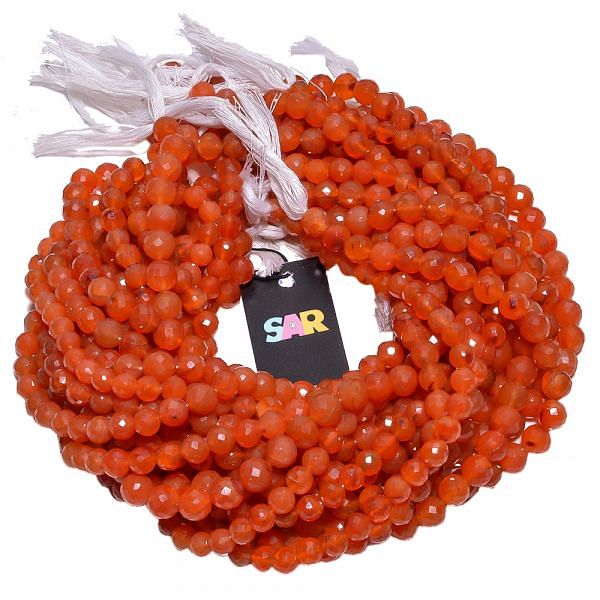 Carnelian 7.5-8.5mm Faceted Round Ball Beads Strand, Carnelian Faceted Round Ball, Carnelian Stone Beads