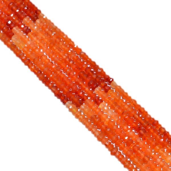 Carnelian Shaded Faceted Roundel Beads - 3-3.5mm