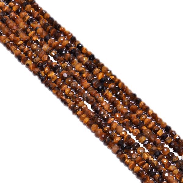 Tiger eye 3.5-4mm Faceted Roundel Beads Strand, Tiger Eye Faceted Roundel Beads, Natural Stone Beads