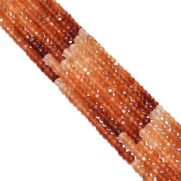Hessonite Garnet Faceted Roundel Beads Strand - (Shaded) 3-4mm