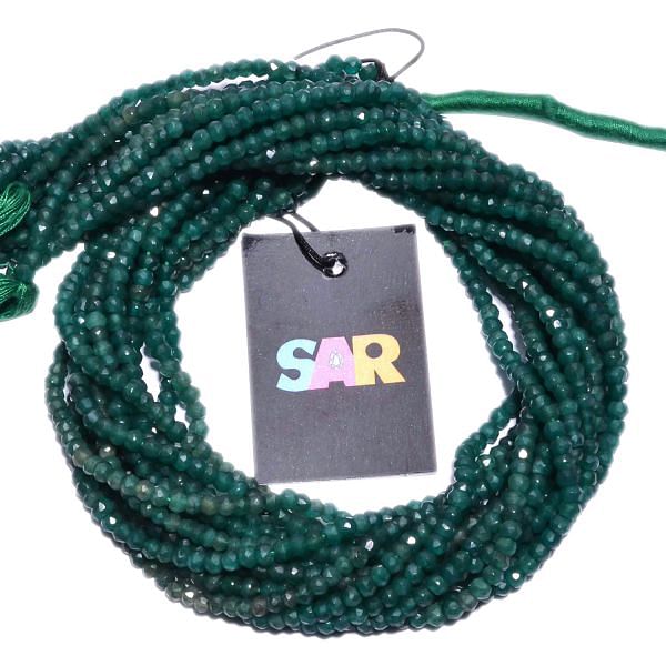 Green Jade Dyed Faceted Roundel Beads Strand (Dark 3.5mm)