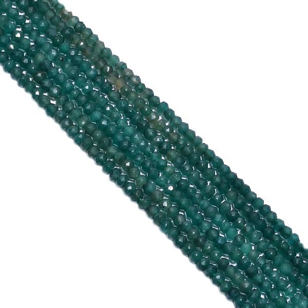 Green Jade Dyed Faceted Roundel Beads Strand (Dark 3.5mm)
