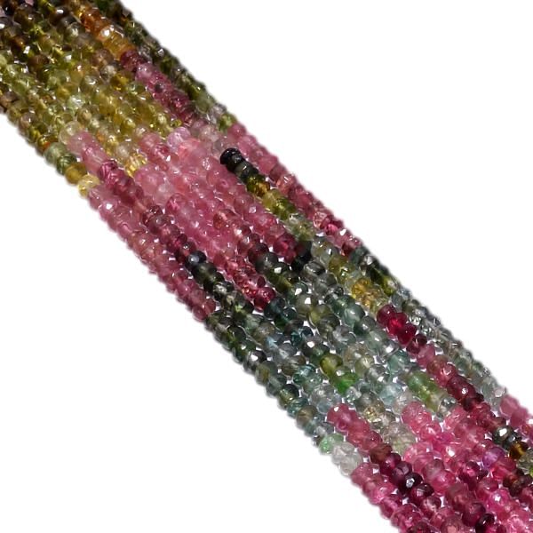 Tourmaline Stone Beads in Multi Color, 3.5mm-Roundel Shape