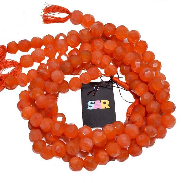 Carnelian 12mm Faceted Round Ball Beads Strand, Carnelian Faceted Round Ball, Carnelian Stone Beads, Carnelian
