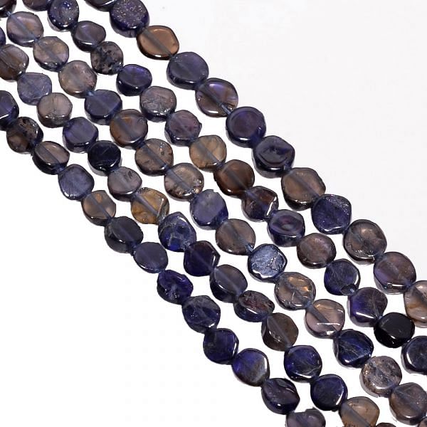  Iolite Coin Shape-5.6 mm Plain Semi Precious Stone Beads