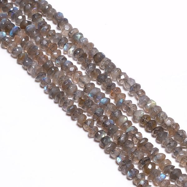 Labradorite (Hand Cut) 4-5mm Faceted Roundel beads Strand, Labradorite Faceted Roundel Beads, Labradorite Beads