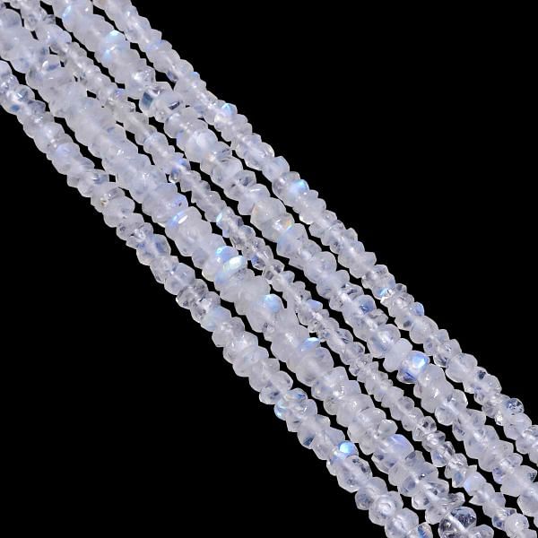 Rainbow Moonstone (Hand Cut) 4-5mm Faceted Roundel Beads Strand, Natural Rainbow Moonstone, Hand Cut Rainbow Moonstone