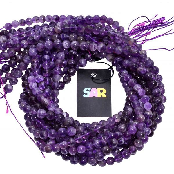 African Amethyst 7-7.5mm Smooth Round Ball Beads Strand, Dark Amethyst Plain Round Ball Beads, Amethyst Ball Beads
