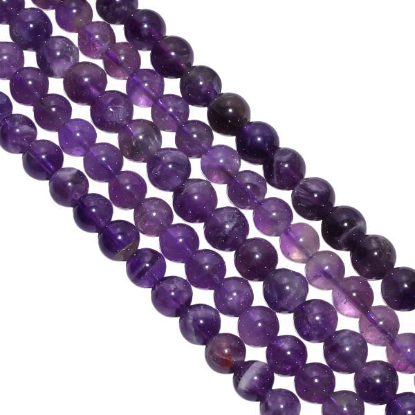 African Amethyst 7-7.5mm Smooth Round Ball Beads Strand, Dark Amethyst Plain Round Ball Beads, Amethyst Ball Beads