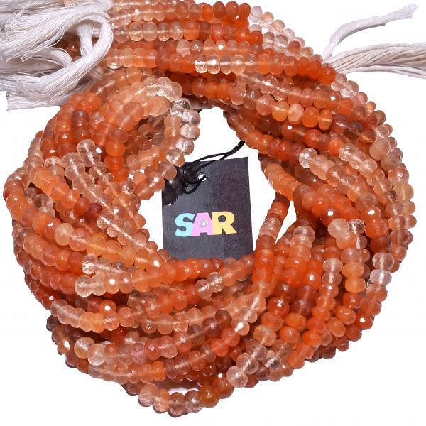 Copper Quartz Faceted Roundel Beads - Shaded 6-7.5mm