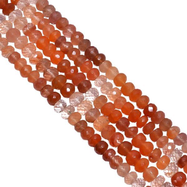Copper Quartz Faceted Roundel Beads - Shaded 6-7.5mm