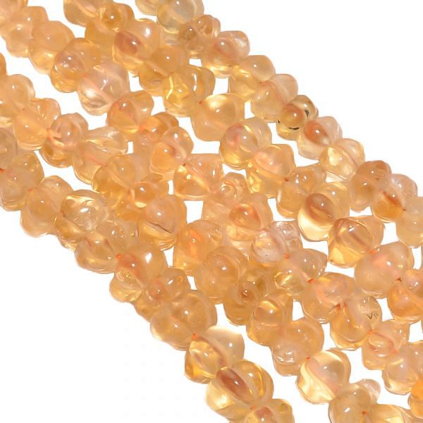 Citrine Carving Beaded Beads Melon Shape, 6-8 mm Size