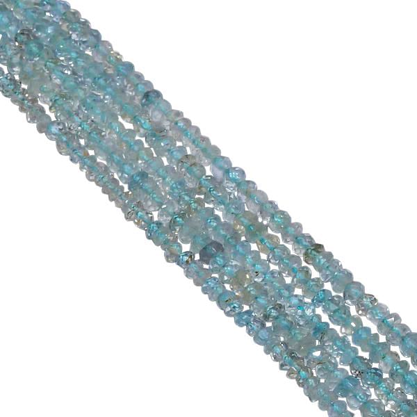Aquamarine Faceted Roundel Beads, Aquamarine 3-3.5mm Fine Faceted Roundel Beads Strand, Aquamarine Stone