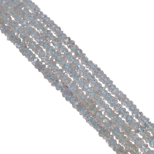 Dyed Blue Topaz 3.5mm-4mm Faceted Roundel Beads Strand, Dyed Blue Topaz Faceted Roundel Beads, 