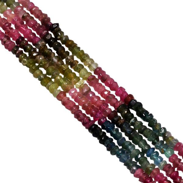 Multi Color Tourmaline Beads-B Quality in Roundel Shape (3.5-4mm)