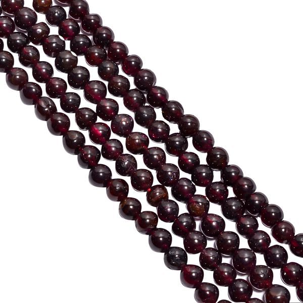 Garnet Plain Beaded Beads- 6-6.5mm  (Round Ball Shape)