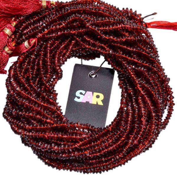 Garnet Plain Roundel Shape Beaded Beads in  4.5-5mm  size 